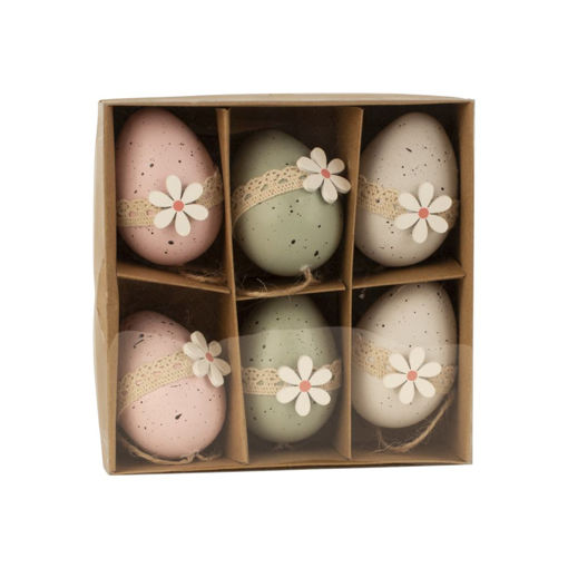 Picture of EASTER EGG SET PINK GREEN WHITE 6 PACK